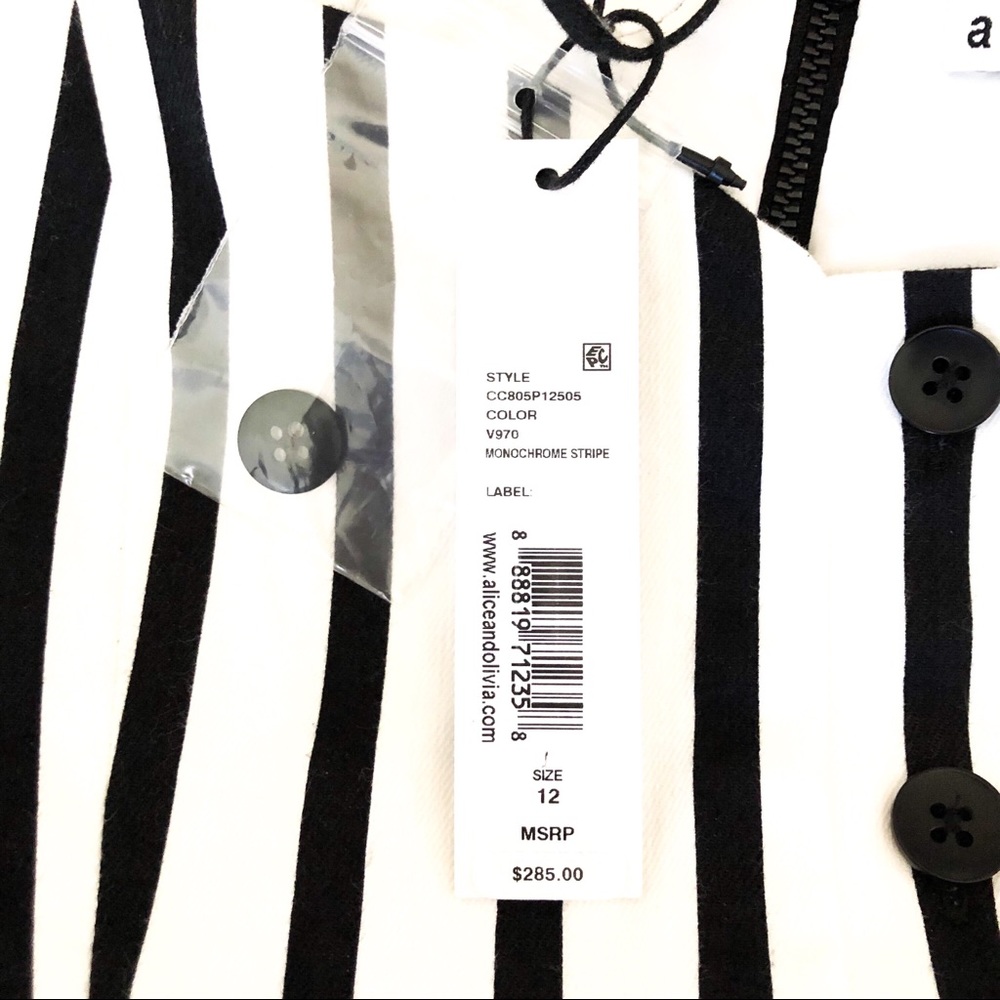 Alice+Olivia Nella Striped Button Front Dress NWT - Picture 7 of 8